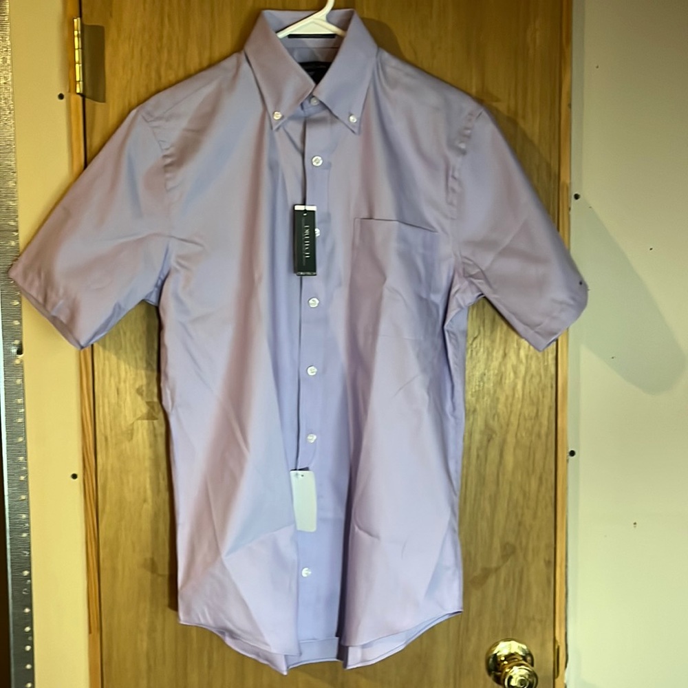 Mens 14 1/2 Damon short sleeve lavender dress shirt NWT
